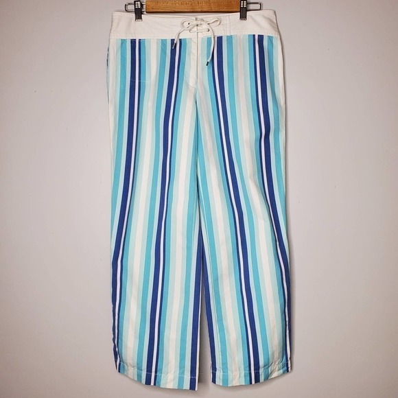 Tommy Hilfiger Striped Cropped Pants Blue Size 8 - Picture 2 of 10